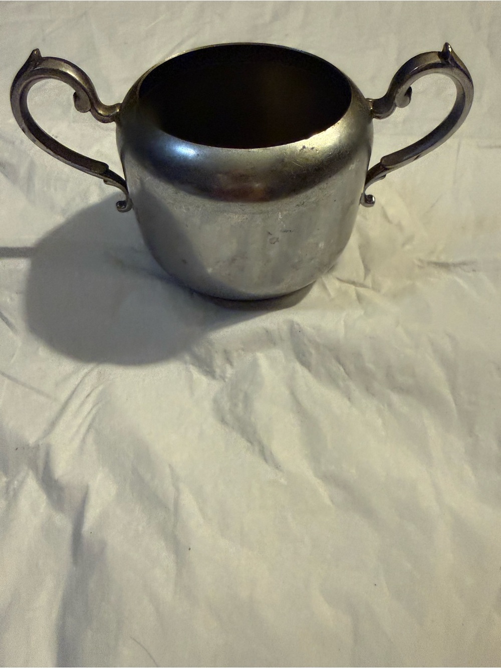 Vintage Double-Handled Sugar Bowl - Silver Tone